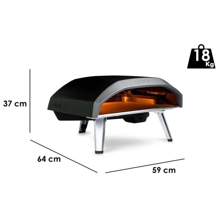 Ooni KODA 16 kaasupizzauuni, 40 × 40 cm, 8 kW, antrasiitti