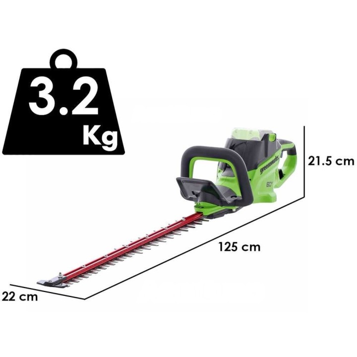 Greenworks HT6606R -akkupensasleikkuri, 66 cm, 60 V, ilman akkua ja laturia