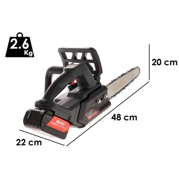 Zanon ZP 200 akkumoottorisaha, 2 × 18 V 5 Ah, laippa 20 cm