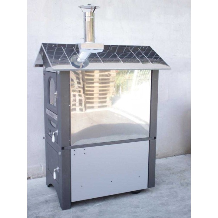 Medius Plus 100 EXT INOX puulämmitteinen ulkouuni, 3 paistotasoa, ruostumaton teräs