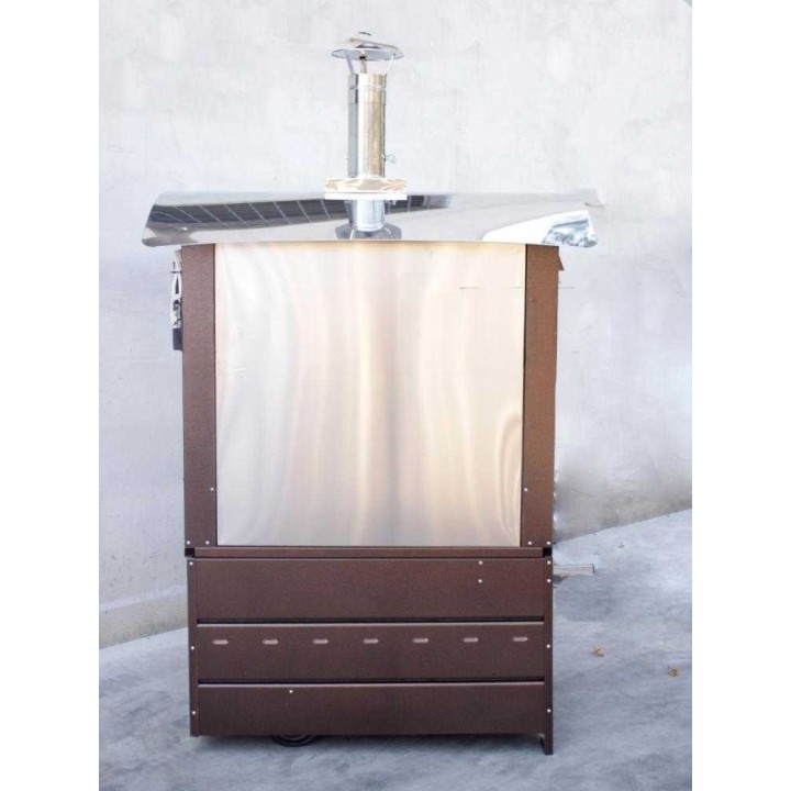 Maximus 100 Deluxe EXT INOX puu-uuni ulkokäyttöön, 3 tasoa, 650 kg