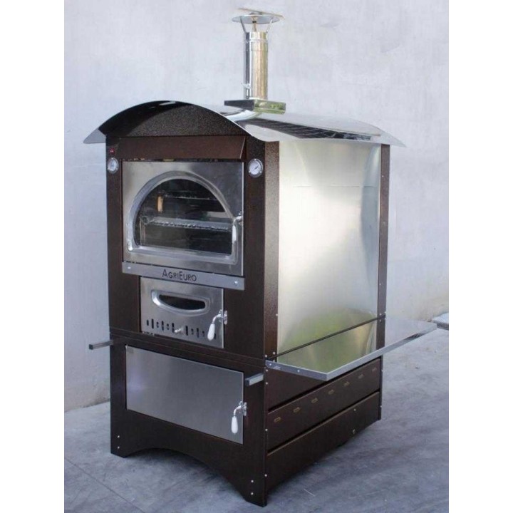 Maximus 100 Deluxe EXT INOX puu-uuni ulkokäyttöön, 3 tasoa, 650 kg