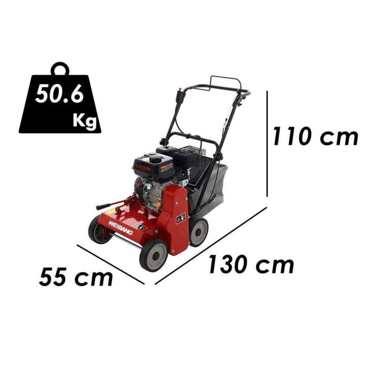 Weibang WB384RC nurmikon ilmaaja, Loncin G200F, 5 HP, 35 cm
