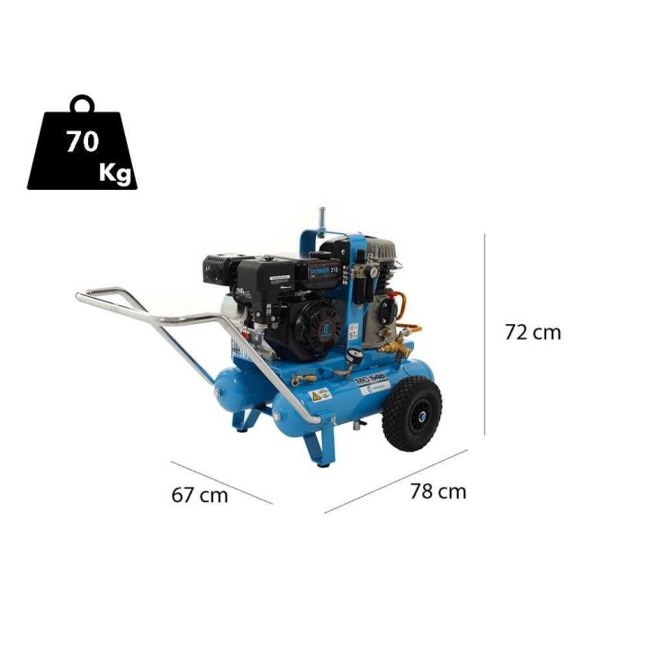 Campagnola MC 548 motokompressorisarja, 7 HP, 2 Tuono Evo -poimuria ja letkut