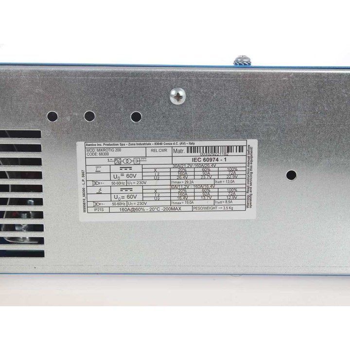 Awelco MIKROTIG 200 invertterihitsauskone, MMA ja TIG LIFT, 25–200 A, 230 V