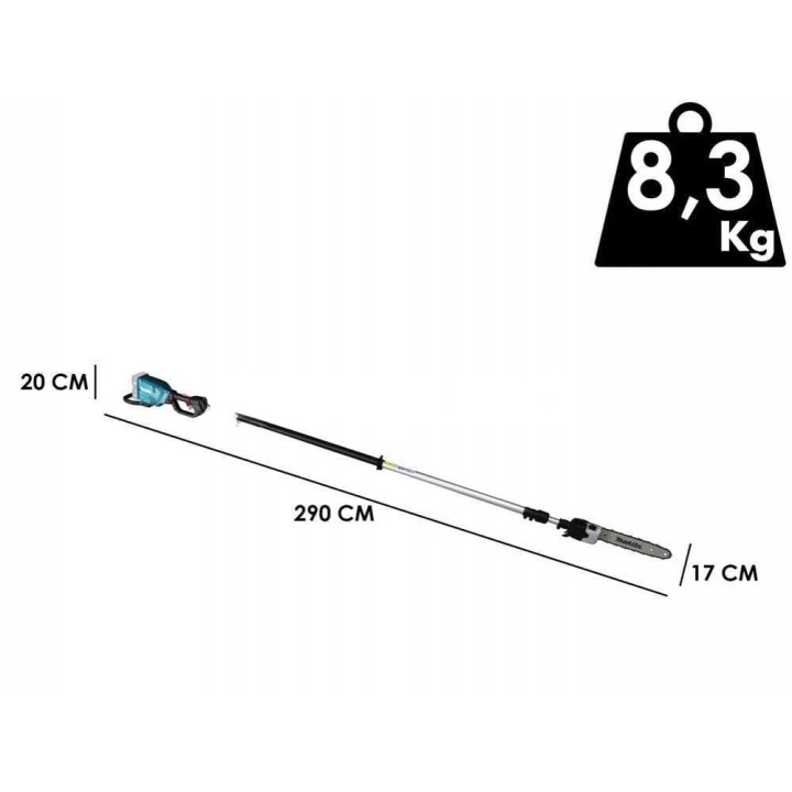 Makita DUA301 akkukäyttöinen oksasaha teleskooppivarrella, 36 V, 30 cm
