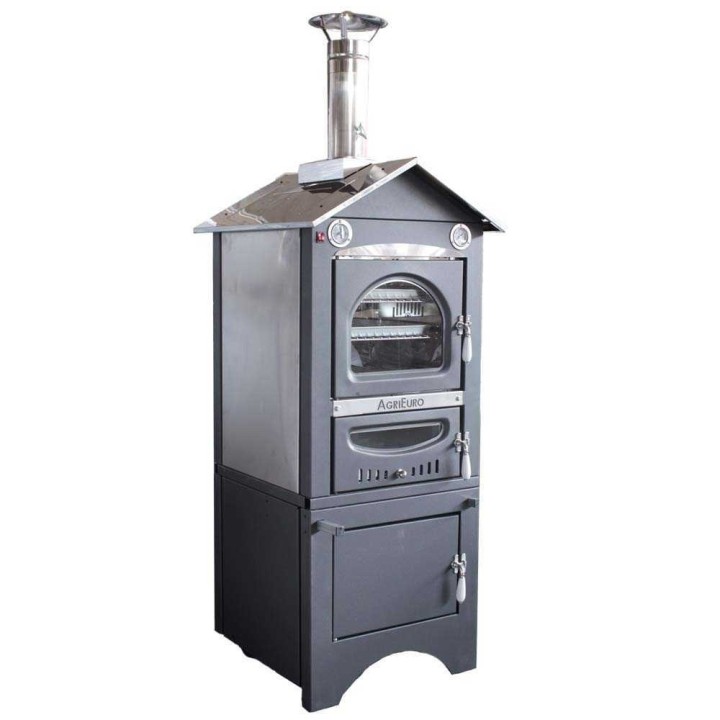 Minimus 50 EXT INOX ventilatoitu puu uuni ulkokäyttöön 3 tasoa