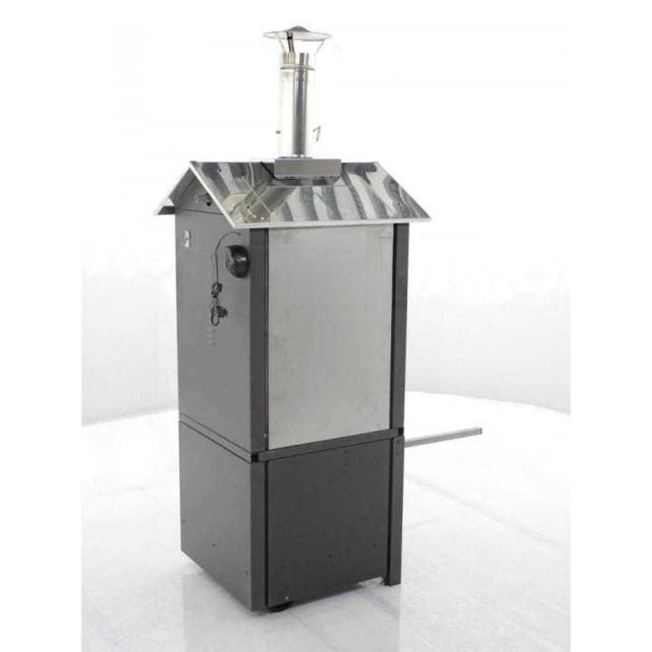 Minimus 50 EXT INOX ventilatoitu puu-uuni ulkokäyttöön, 3 tasoa