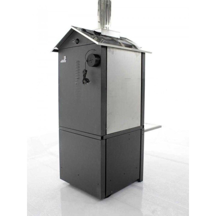 Minimus 50 EXT INOX ventilatoitu puu-uuni ulkokäyttöön, 3 tasoa
