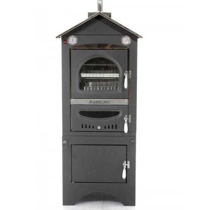 Minimus 50 EXT INOX ventilatoitu puu-uuni ulkokäyttöön, 3 tasoa