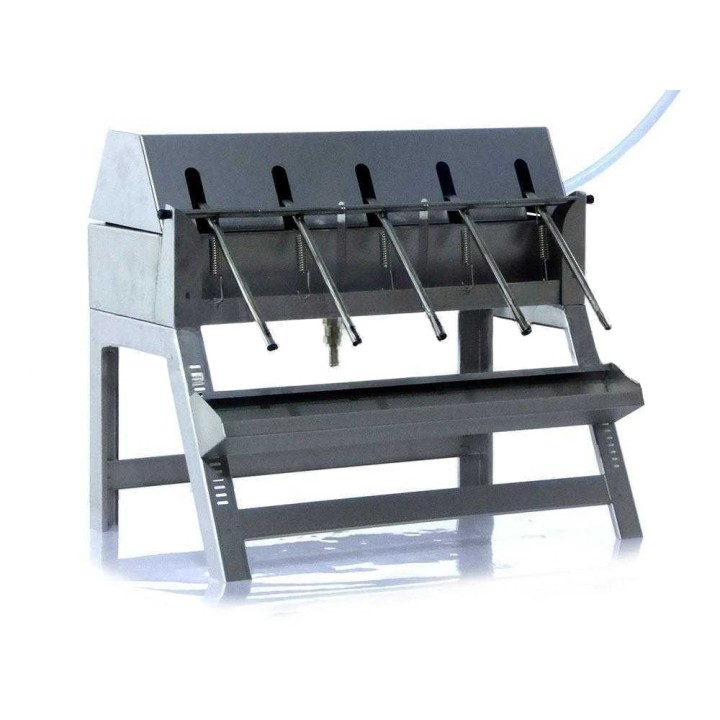 Enotecnica Pillan 5B INOX manuaalinen täyttökone, 5 suutinta, 350 pulloa/tunti
