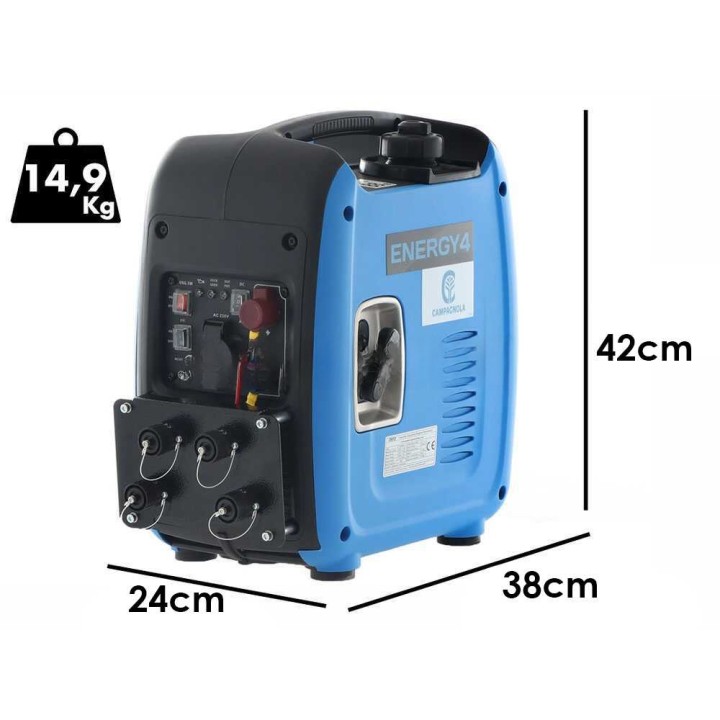 Campagnola Energy 4 invertterigeneraattori, 1 kW, 12 V, 230 V, bensiinikäyttöinen