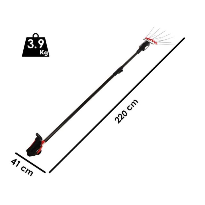 Infaco V5000P3ET oliivinkorjuukampa, teleskooppivarsi 220–280 cm, 720 W, 48 V