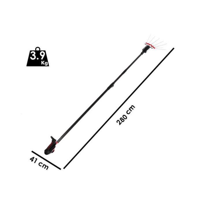 Infaco V5000P3ET oliivinkorjuukampa, teleskooppivarsi 220–280 cm, 720 W, 48 V