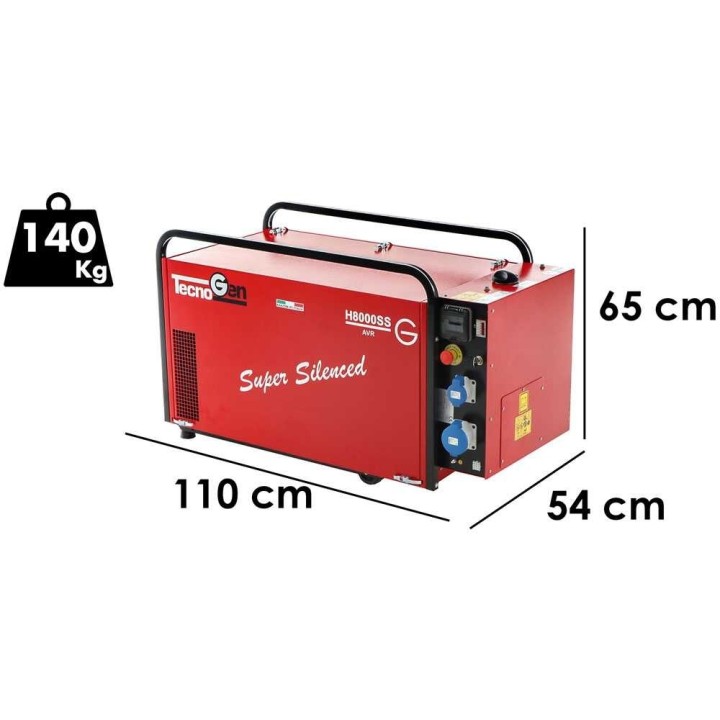 TecnoGen H8000SS/A bensiinikäyttöinen aggregaatti, 5,2 kW, 230 V, ATS