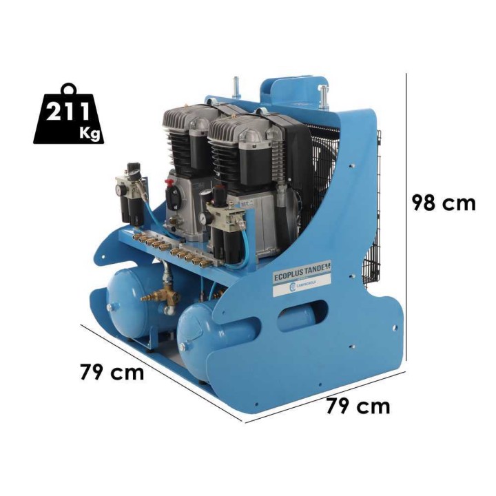 Campagnola PTO 1700 Tandem traktorikompressori, 1 640 l/min, 11 bar
