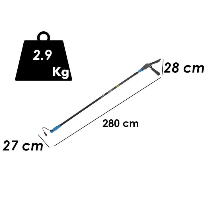 Lisam Oliwatt 2 oliivinkorjuulaite, 12 V, 325 W, 280 cm, kiinteä varsi