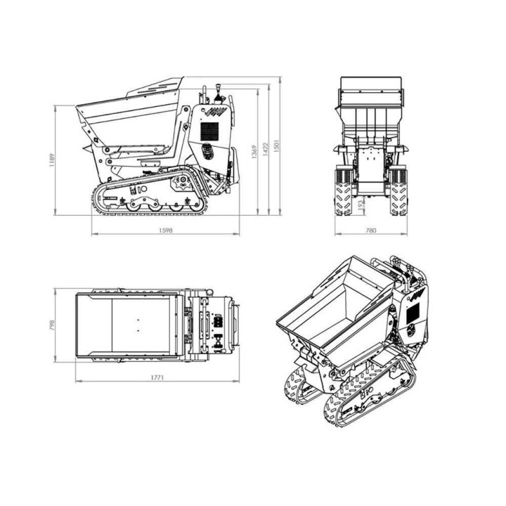 RAPTOR 6800 YEDH 4.0 telaketjukärry, Yanmar L100E, 10 HP, 700 kg