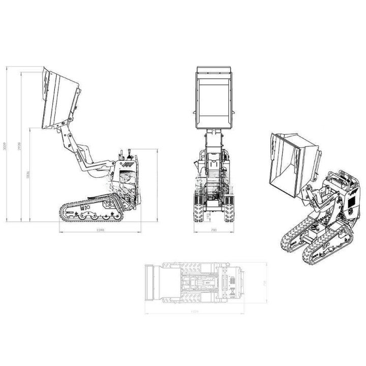 RAPTOR 6800 HEDH 4.0 telaketjukuljetin, Honda GXe270, 9 HP