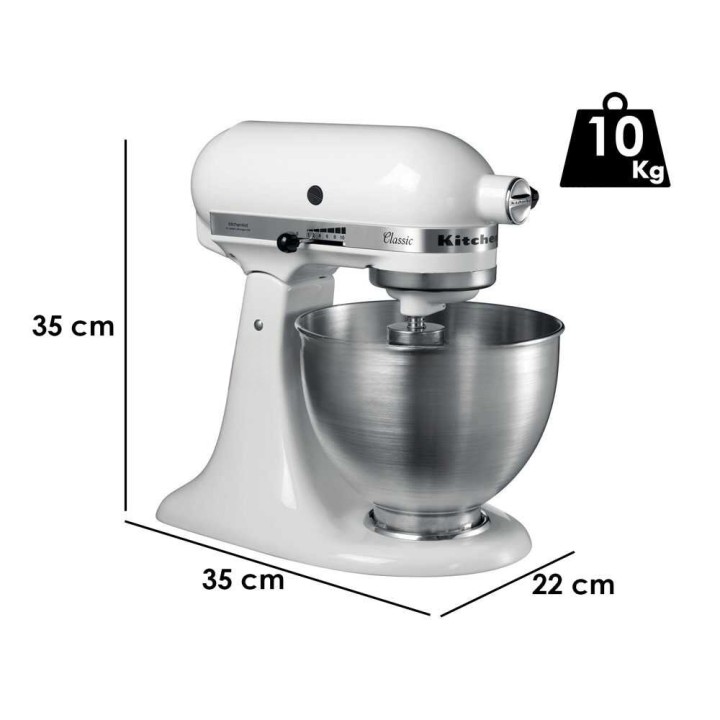 KitchenAid Classic 5K45SS-EWH valkoinen yleiskone, 4,3 l, 275 W