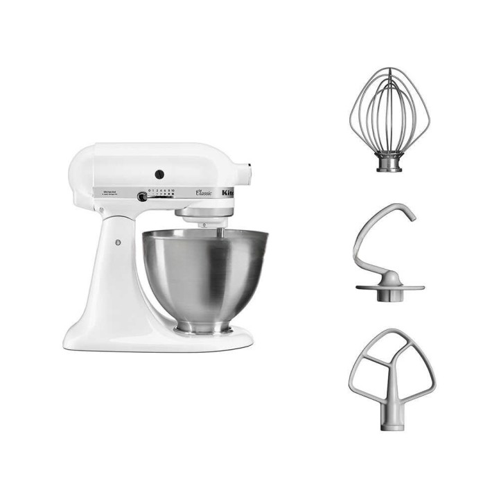 KitchenAid Classic 5K45SS-EWH valkoinen yleiskone, 4,3 l, 275 W
