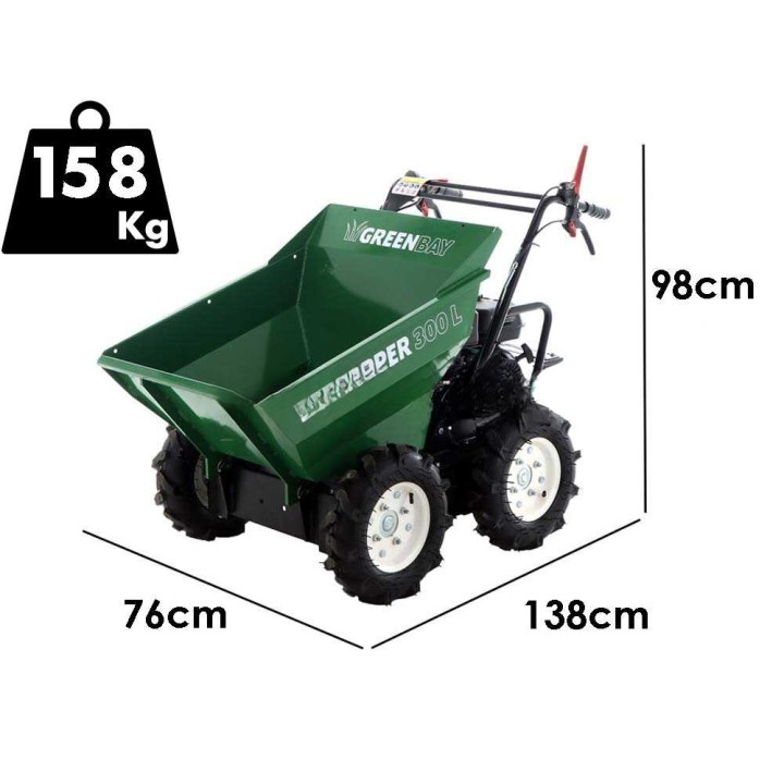 GreenBay MiniTipper 300 L nelivetoinen moottorikärry, Loncin G200F, 300 kg