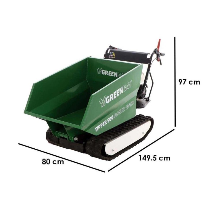 GreenBay TIPPER 500 telaketjudumppperi, Honda GP160, 500 kg, 3+1 vaihteet
