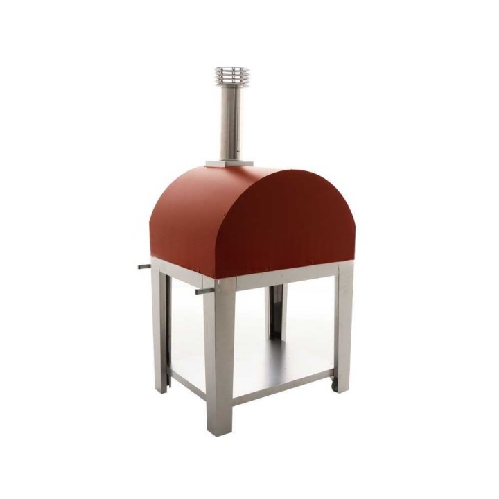 Fontana Mangiafuoco Rosso puulämmitteinen ulkouuni kärryllä