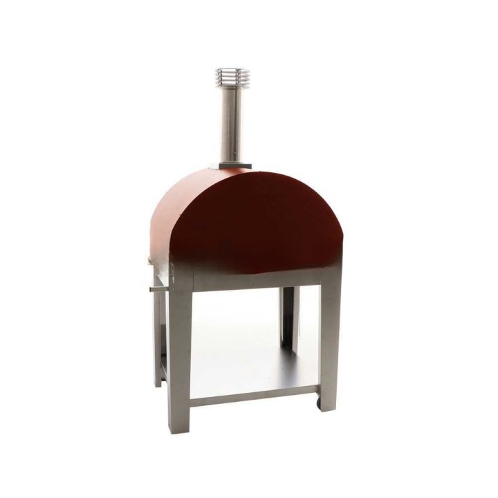 Fontana Mangiafuoco Rosso puulämmitteinen ulkouuni kärryllä