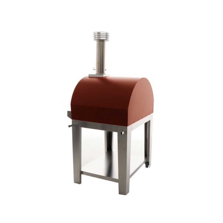 Fontana Mangiafuoco Rosso puulämmitteinen ulkouuni kärryllä