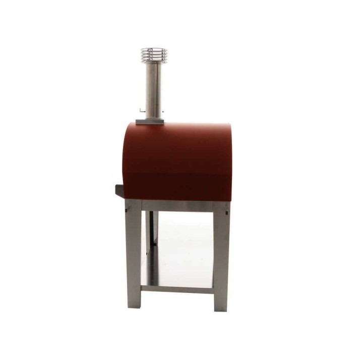 Fontana Mangiafuoco Rosso puulämmitteinen ulkouuni kärryllä
