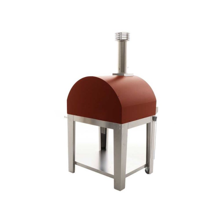 Fontana Mangiafuoco Rosso puulämmitteinen ulkouuni kärryllä