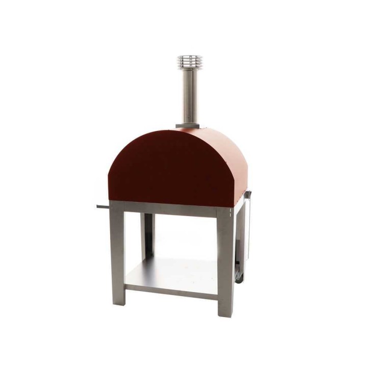 Fontana Mangiafuoco Rosso puulämmitteinen ulkouuni kärryllä