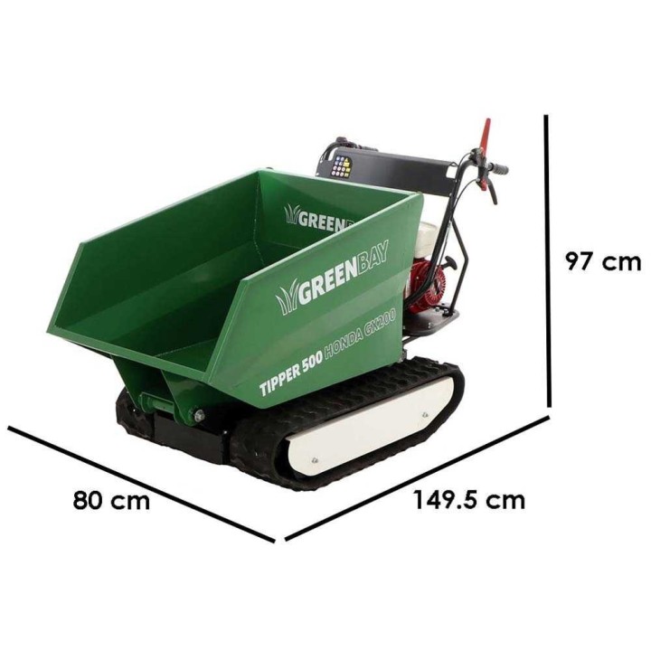 TIPPER 500 telaketjudumper, Honda GX200, 500 kg, 6 HP, 3 + 1 vaihdetta