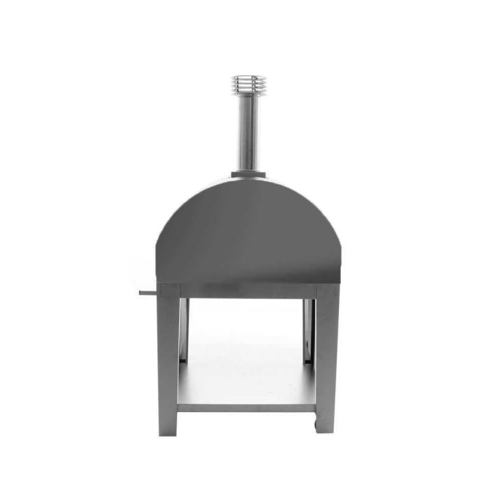 Fontana Mangiafuoco INOX -puu-uuni kärryllä, 80 × 60 cm, ruostumaton teräs