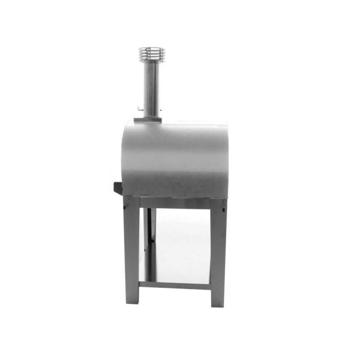 Fontana Mangiafuoco INOX -puu-uuni kärryllä, 80 × 60 cm, ruostumaton teräs