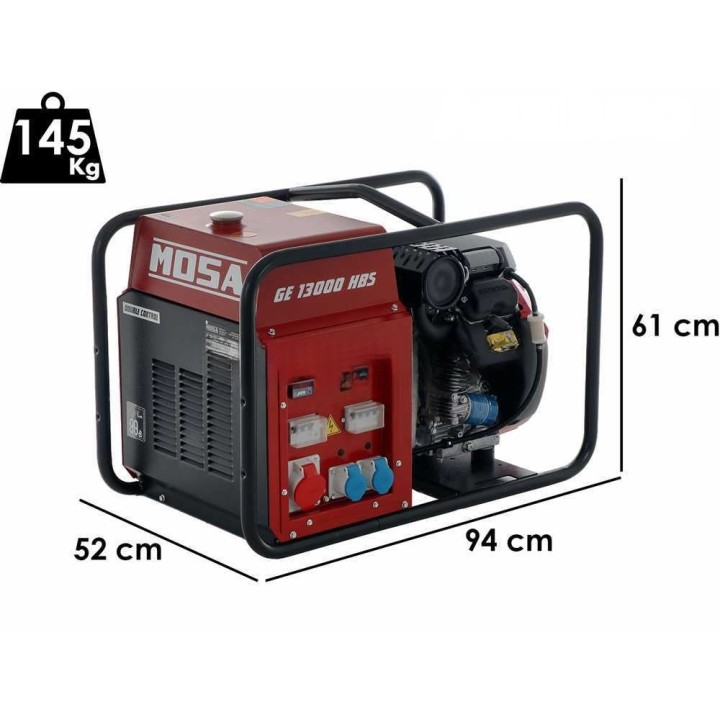 MOSA GE 13000 HBS kolmivaihegeneraattori, 10,4 kW, Honda GX630, 400 V