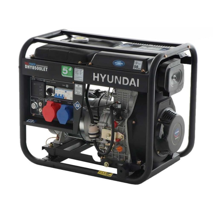 Hyundai DHY8500LET dieselgeneraattori, 5,5 kW, 6 kW, AVR, sähköstartti