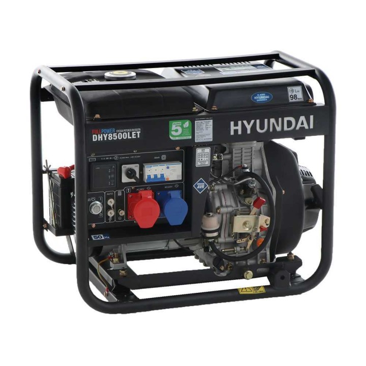 Hyundai DHY8500LET dieselgeneraattori, 5,5 kW, 6 kW, AVR, sähköstartti
