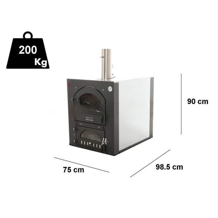 Fontana FOCO INCASSO 80X45 puulämmitteinen upotettava uuni, 3 paistotasoa