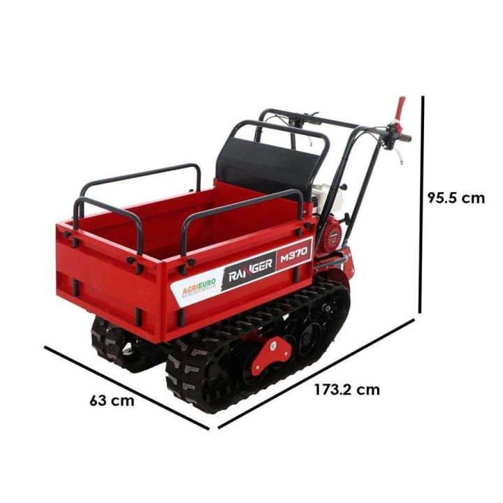Ranger M370-E telaketjukuljetin, Honda GX160, 350 kg, sähkökäynnistys