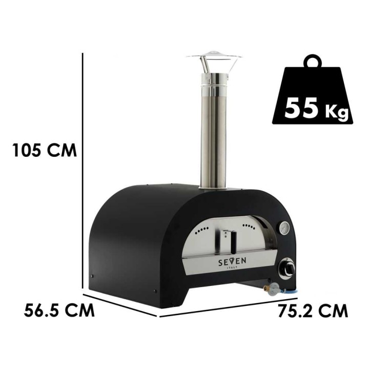 Seven Italy Afrodite 60x40 -kaasupizzauuni ulkokäyttöön, 9 kW, 2 pizzaa