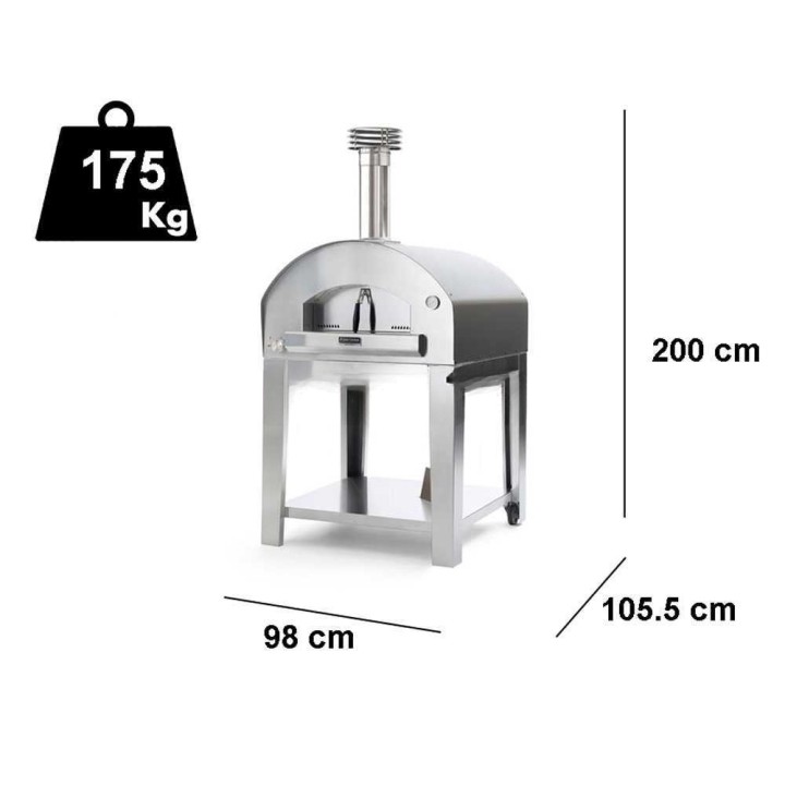 Fontana MARINARA INOX -kaasu-uuni kärryllä, 80 × 80 cm