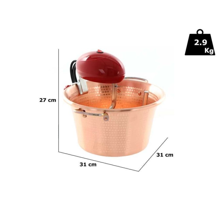Macom Polentino sähköpata polentalle, vasaroitu kupari, 31 cm, 4 W, 220 V