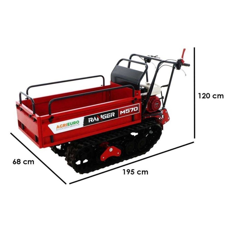 RANGER M570 telavetoinen moottorikärry, Honda GX200, 500 kg, pidennettävä kuormatila