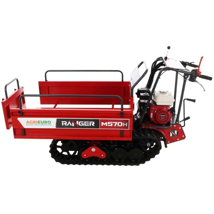 Ranger M570 H telaketjukärry, Honda GX200, hydraulinen kippilava, 500 kg