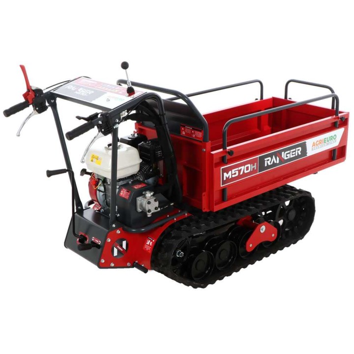 Ranger M570 H telaketjukärry, Honda GX200, hydraulinen kippilava, 500 kg