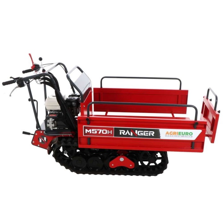 Ranger M570 H telaketjukärry, Honda GX200, hydraulinen kippilava, 500 kg