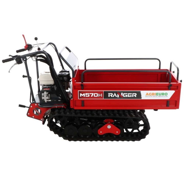 Ranger M570 H telaketjukärry, Honda GX200, hydraulinen kippilava, 500 kg
