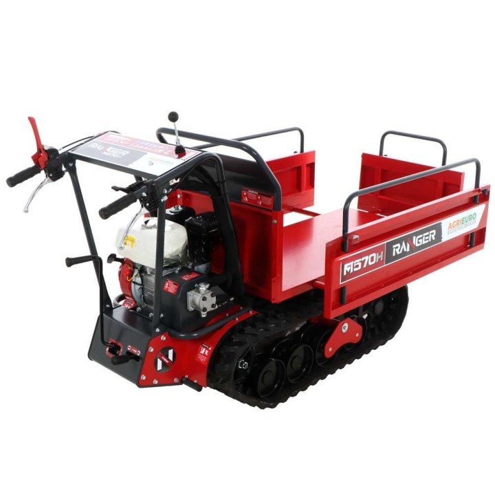 Ranger M570 H telaketjukärry, Honda GX200, hydraulinen kippilava, 500 kg